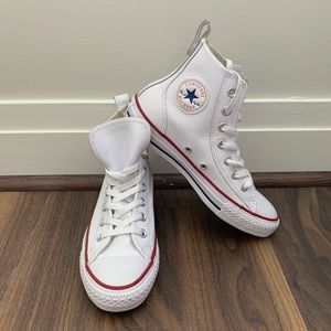 Leather White Hightop Converse Allstars
